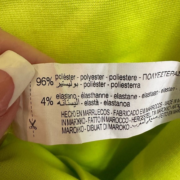 Zara Neon Yellow Lime Green Sleeveless Bodycon Fitted Midi Dress Size XL NWT - Picture 9 of 10